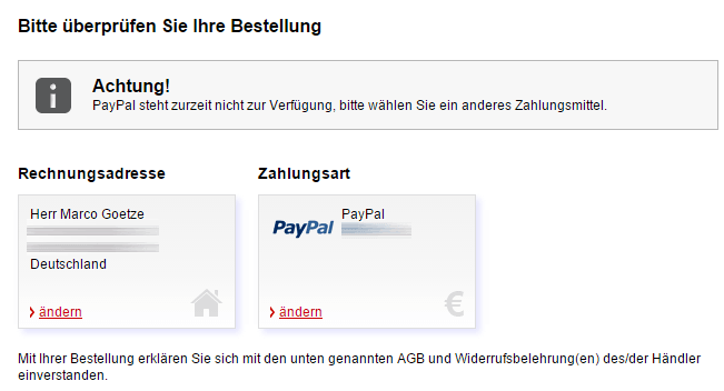 DHL Paypal fehler