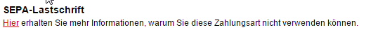 DHL Lastschrift nicht möglich