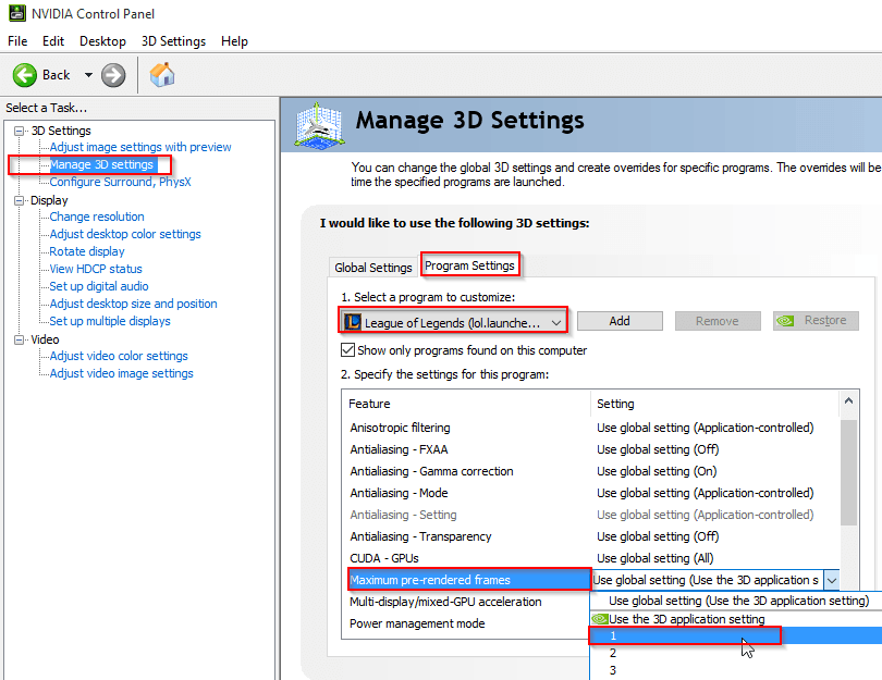 LoL League of Legends MOBA Latenz Optimieren Optimierung NVIDIA Geforce