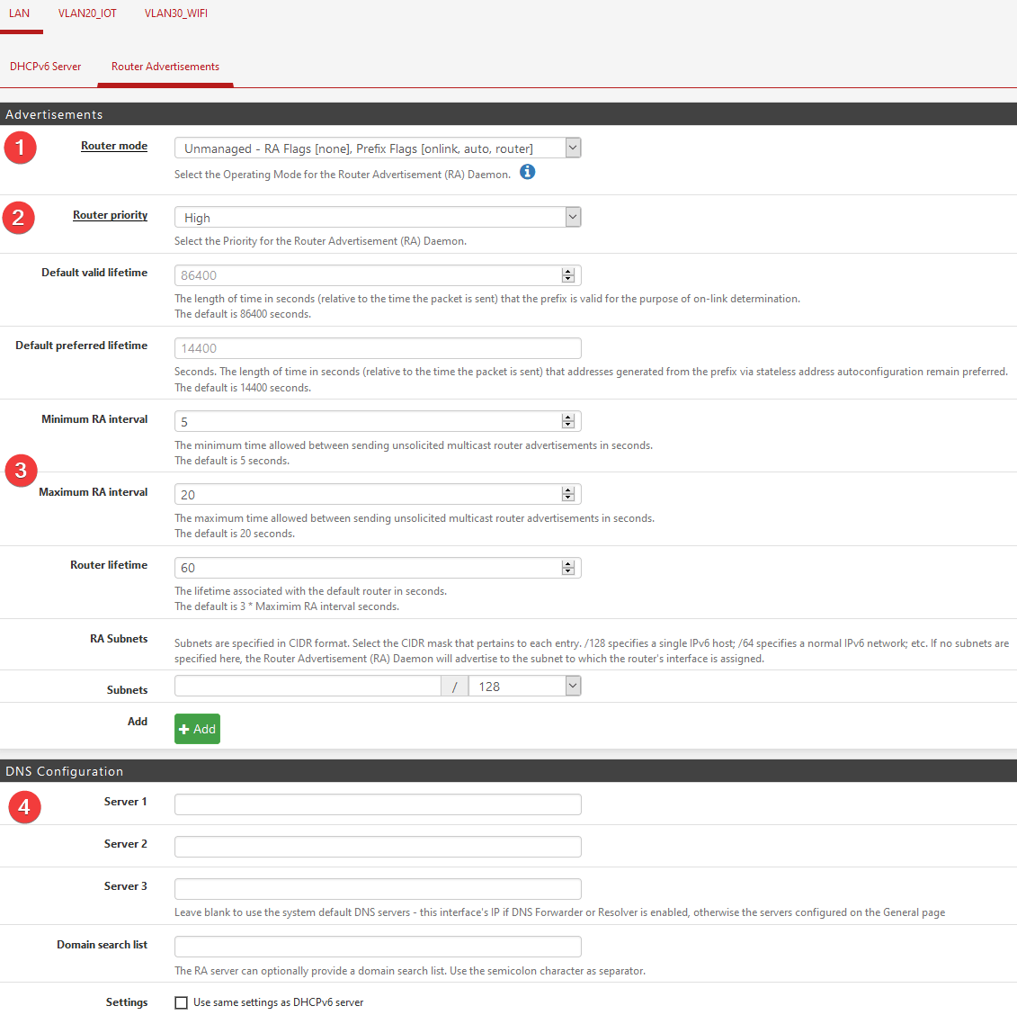 pfSense IPv6 Router Advertisement RA