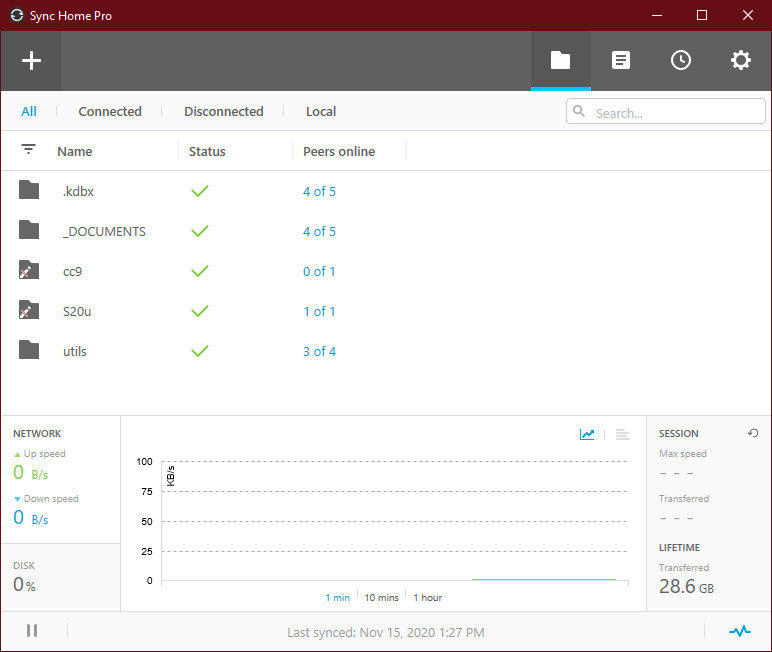 Screenshot of Resilio Sync interface