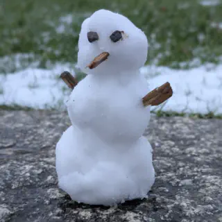 While in northern Germany it snows endless here in the west just a little Snow left today to build this tiny snowman